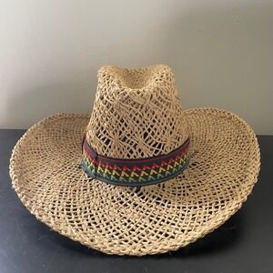American Hat Company Tumble Weave Straw Cowboy Hat - 7 1/4‎ Colorful Embroidered